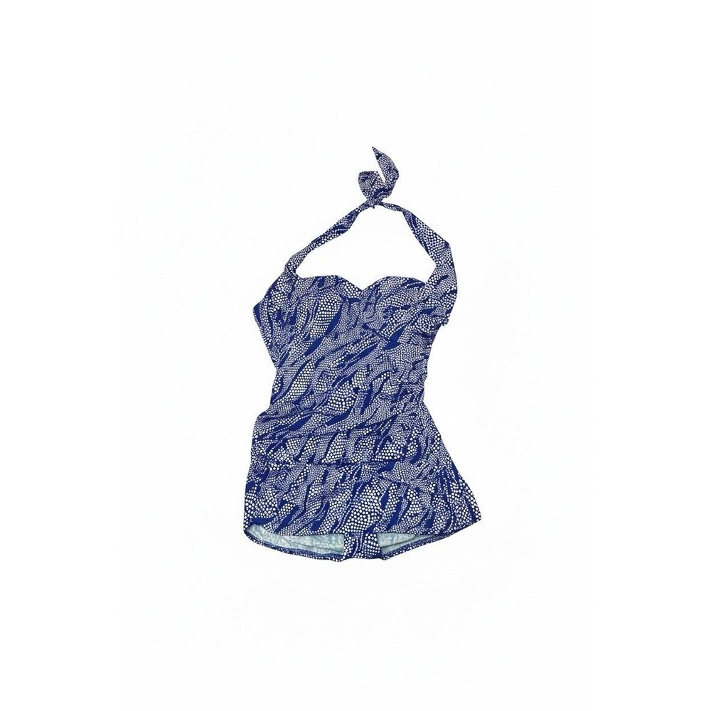 Women’s Suddenly Slimming Catalina 1 Piece Swim Suit Blue w/Polka Dots L(12/14)